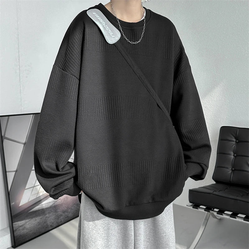 Hoodies Jacquard Sweatshirt Mens White Pullover Streetwear Casual Fashion Clothes