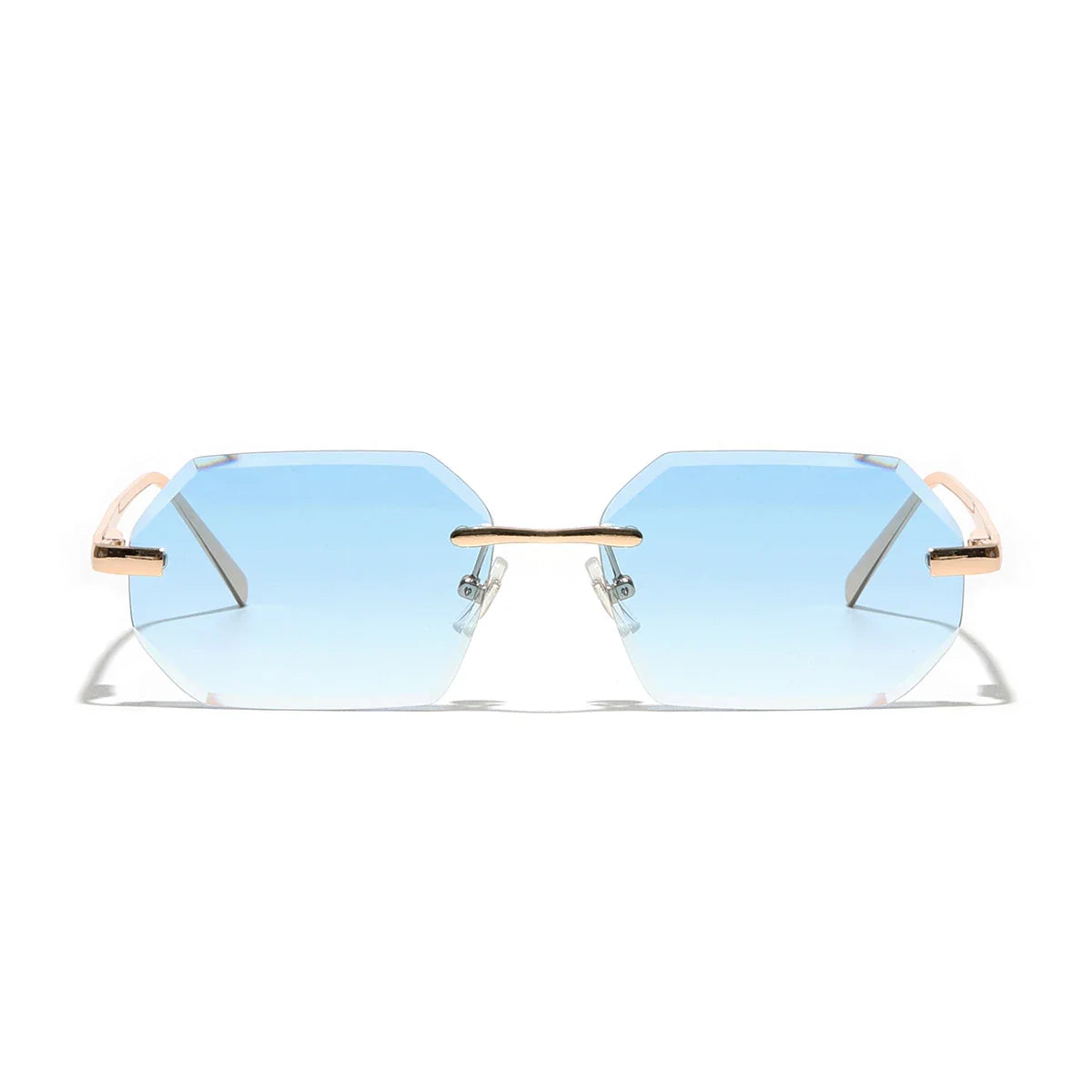 Ruiao Sunglasses Men Brand Designer Fashion Rimless Sun Glasses Shades Diamond Cut Lens Ladies Frameless Metal Eye glasses
