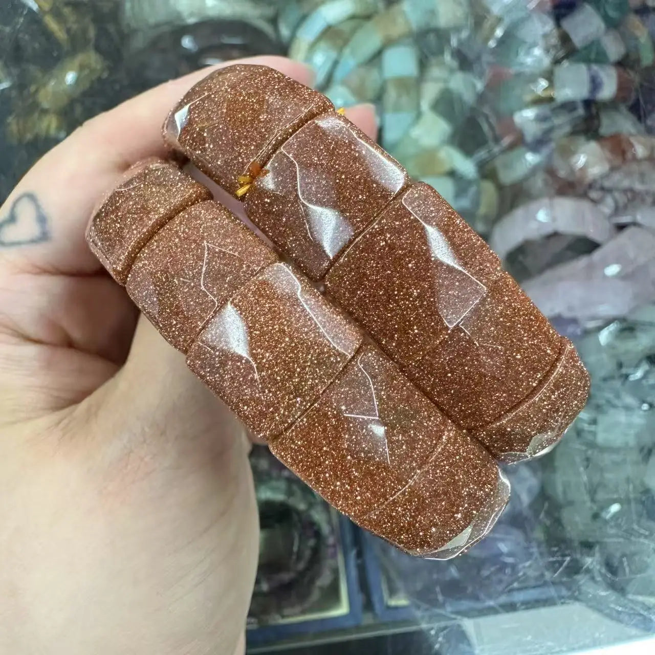 Natural 12x15mm Faceted Stone Unique Crystal Citrine Agate Amethyst Pyrite Fashion Elastic Handcrafted Bracelets Energy Bangles