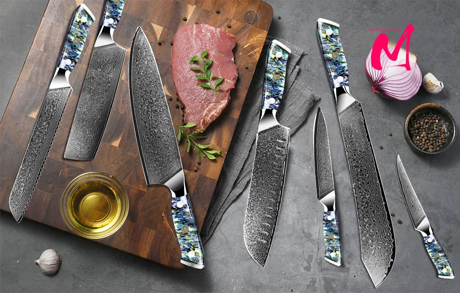 Damascus Knife Chef Knife Japanes VG10 67 Layer Steel Cleaver Paring Bread Knife