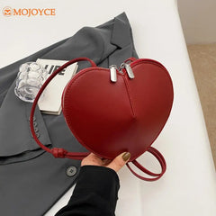 Peach Heart Shape Crossbody Bag Small Shoulder Bag Ladies PU Fashion