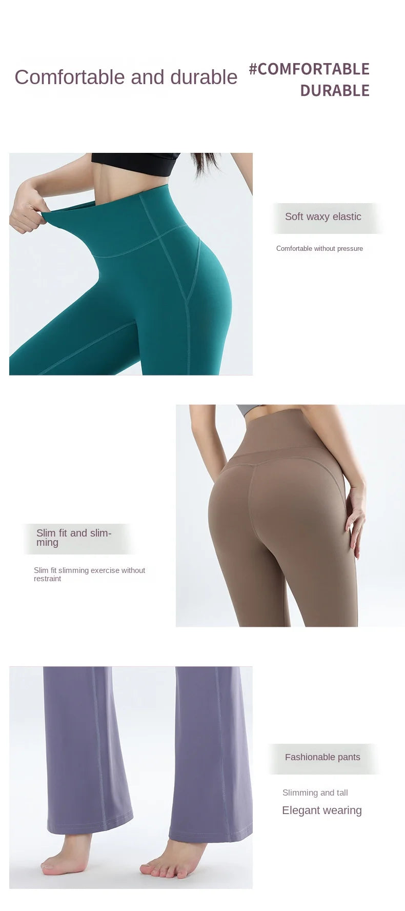 Women's leggings slim yoga pants women's high waisted wide leg pants sports