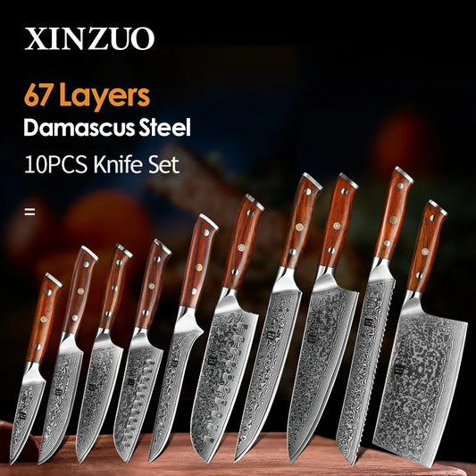 1-10 PCS Kitchen Knife 67 Layers Damascus Steel Chef Slicing Utility Paring Knife