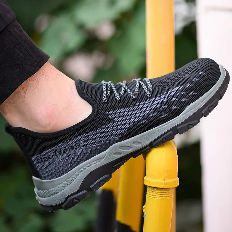 Men Steel Toe Safety Shoes Lightweight Indestructible Work Sneakers Durable Protective Boots for Construction Security Work
