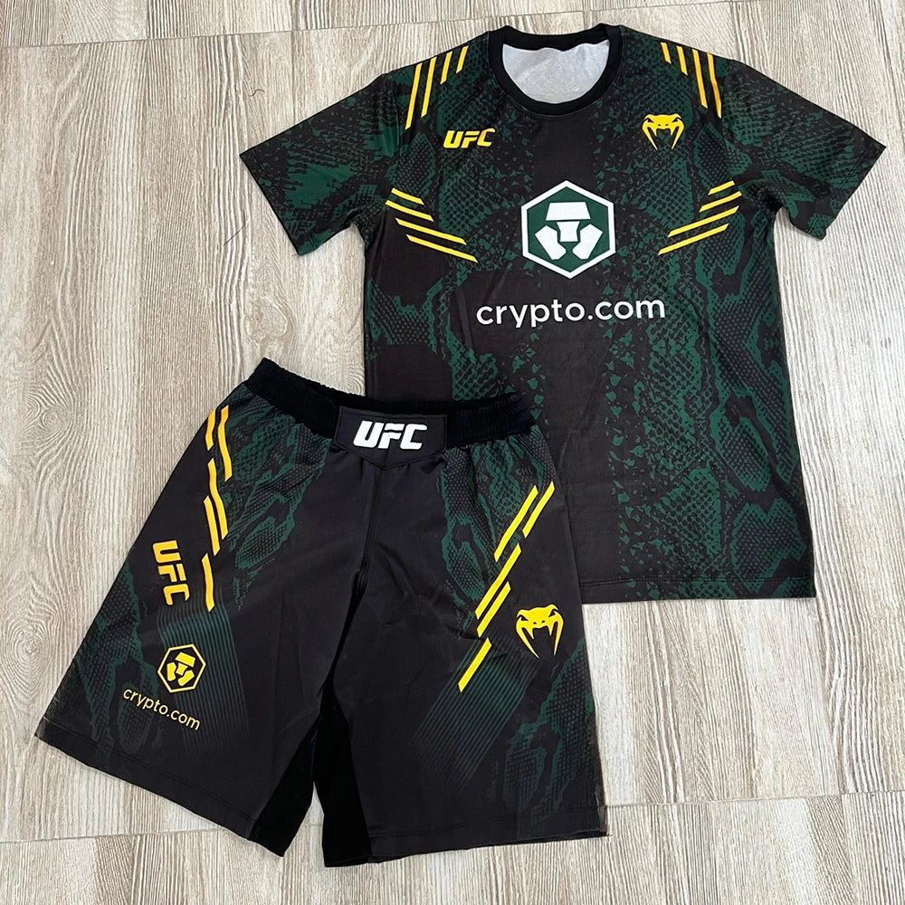 2026 New Hot Summer UFC Fighting Night Boxing Set Men Women MMA Oversized Breathable Speed Drying Training Jujutsu Sports Set