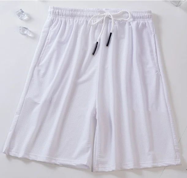 2024 New Men's Sports Shorts Fast Slow Run Breathable Quick-Dry Mesh Shorts Gym Fitnesssolid Color Polyester Casualwear