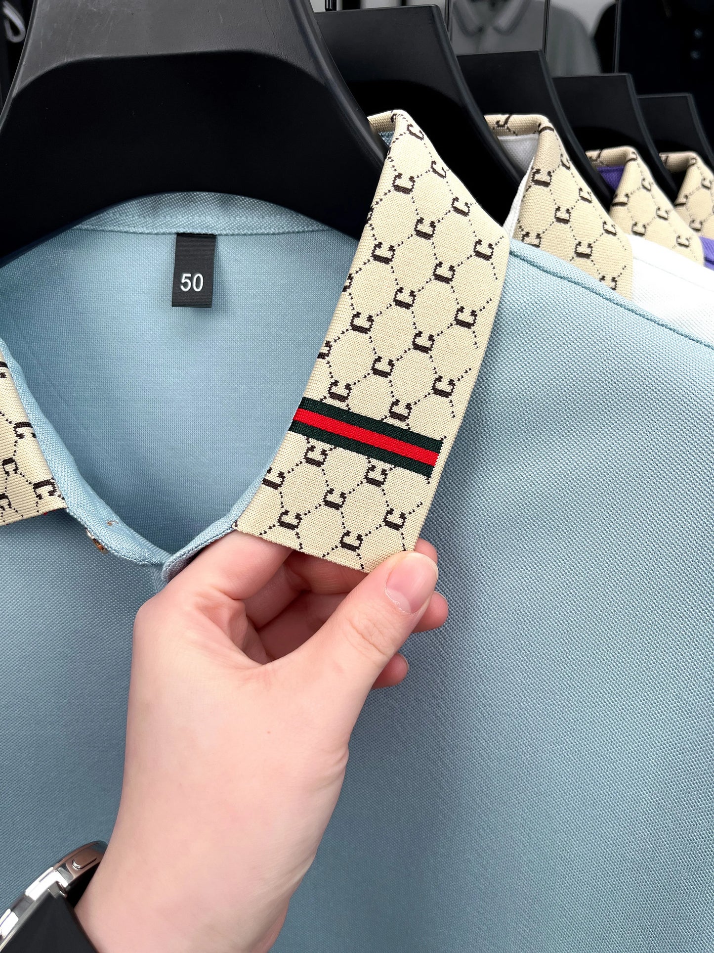 Personality letter jacquard lapel short sleeve T-shirt men high-end brand Little Bee embroidery fashion trend summer polo shirt