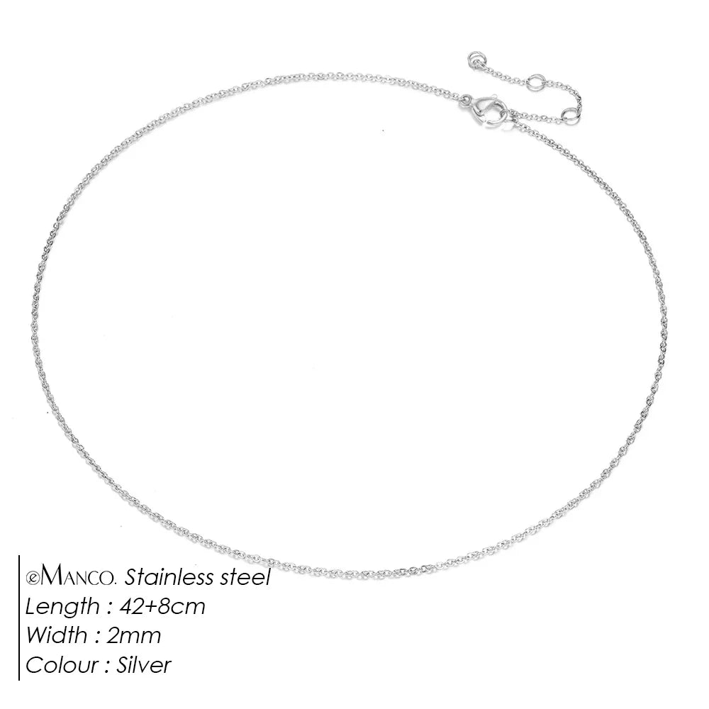 eManco Fine Chain Necklace Stainless Steel Gold Color Pendants Short Long Statement Women  Colar Gift Stainless Steel Jewelry