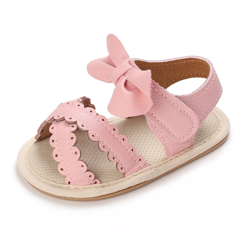 Summer Baby Infant Girl Sandals Princess PU Pull Strap Flat Anti-Slip Rubber