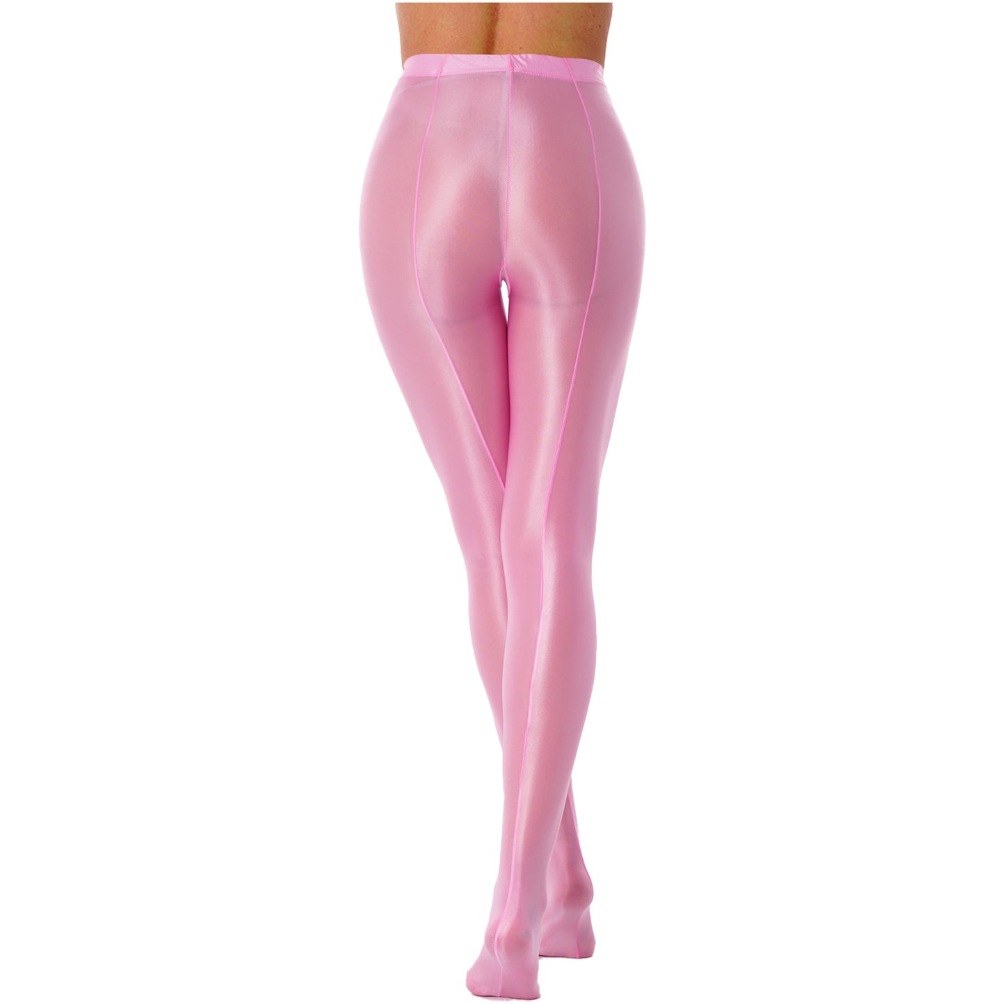 Women Glossy Solid Color Pantyhose High Waist Tights Stockings Footed Leggings