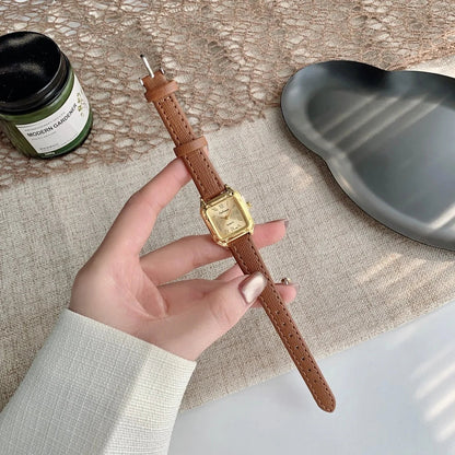 Women Watch Small Square Dial Thin Leather Strap Ladies Wristwatch Elegant Quartz Female Watches Casual reloj mujer