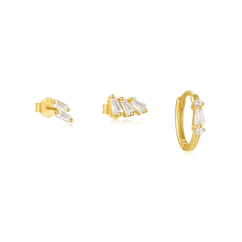 ROXI 925 Sterling Silver WaterDrop/Flower/Pearl Earring Set For Women 18k Gold Plated 3 piece Earring Party Jewelry Gifts
