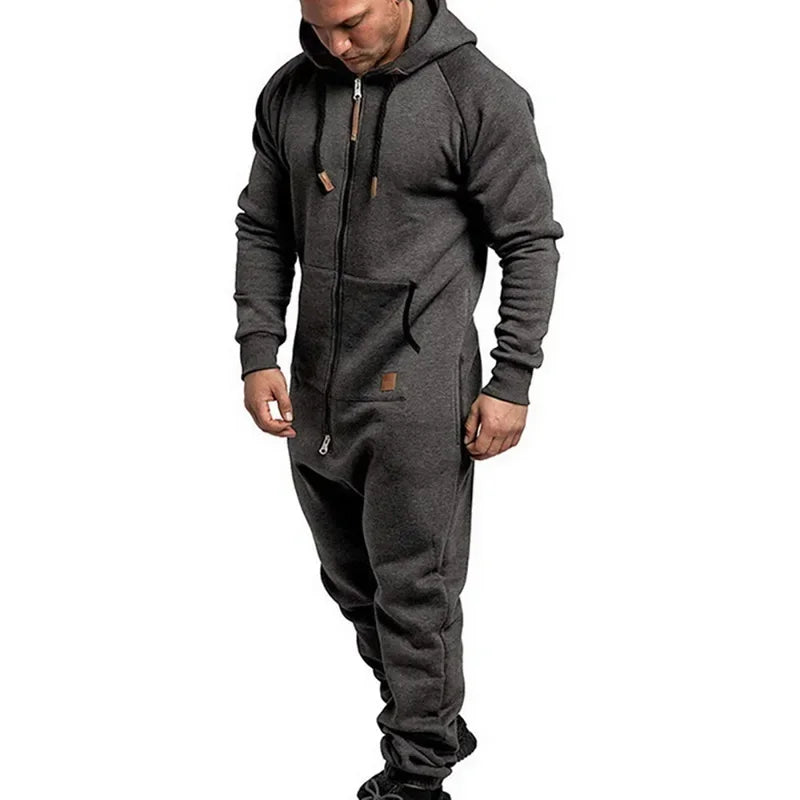 New Custom 3D Full Design Jumpsuit Pajamas Long-sleeved sports pants solid color splicing casual sweater men's zipper hoodie
