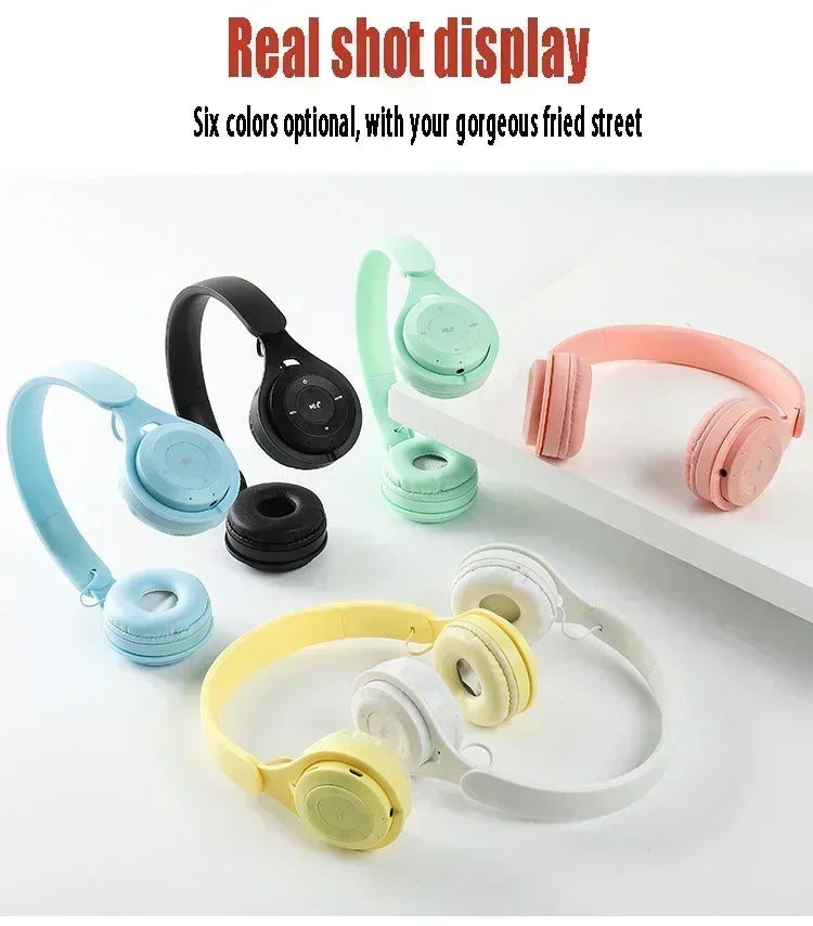 Macarone Wireless Bluetooth Headphones With Microphone Sound Insulation Gaming Earphone Hifi Bass Earbuds Blutooth5.3 Hedset