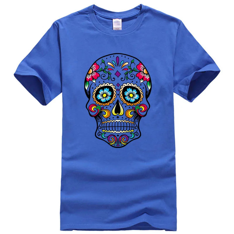 Men's T-shirt High Quality 100% Cotton Street Style Loose Cool Skull Printed Summer Men t shirt Casual Short Sleeve For Men