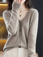 Women's Sweater Spring Autumn Cardigans V-neck Single Breasted Short Slim