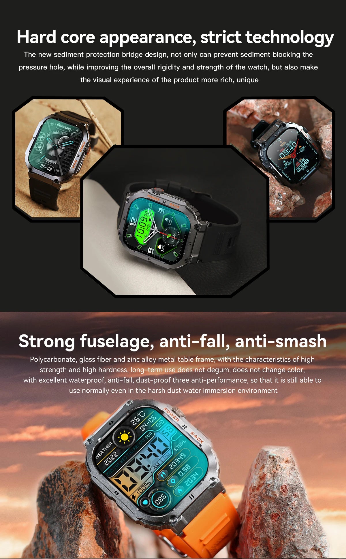 LIGE Outdoor Sports Fitness Smartwatch For Men