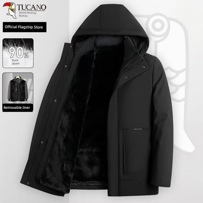 Woodpecker Men Fleece-lined Thickened Middle-Aged and Elderly Heattech Dad