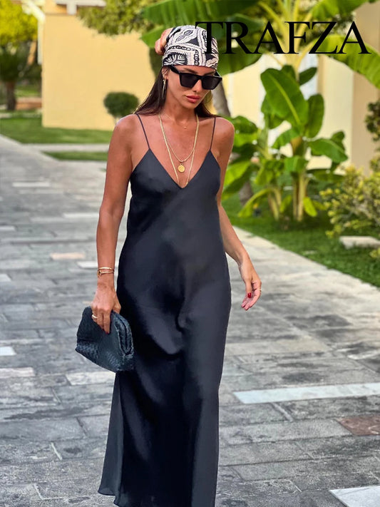 Evening Dresses: Fashion Woman Party Evening Slip Prom Dress Female Satin