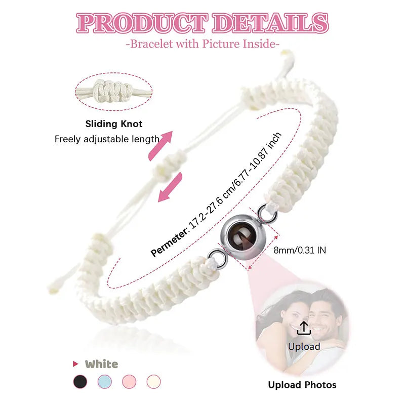 Custom Bracelets with Picture Personalized Gifts for Women Men, Custom Photo projection Bracelet Gifts for Couple/Family/Friend
