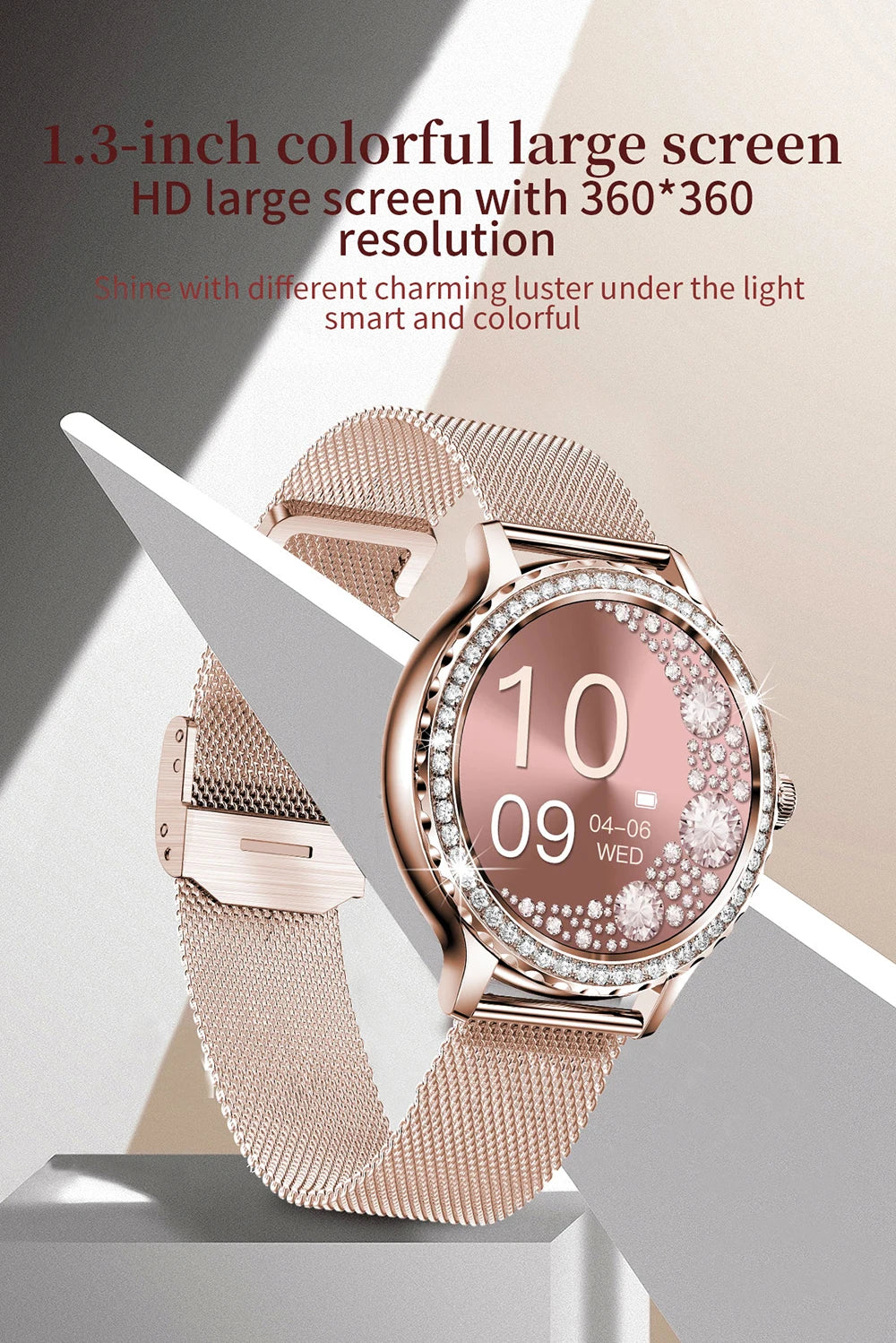 MEVADEN Rose Gold Smart Watch Bluetooth Call Lady 100+ Sports Mode Fitness Health Monitor Women Smartwatch for IOS Android NX19