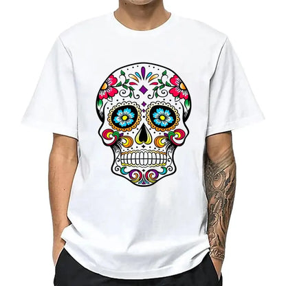 Men's T-shirt High Quality 100% Cotton Street Style Loose Cool Skull Printed Summer Men t shirt Casual Short Sleeve For Men
