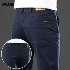 Men's Summer Pants Cotton Casual Pants Man Straight Business Gray Khaki Trousers