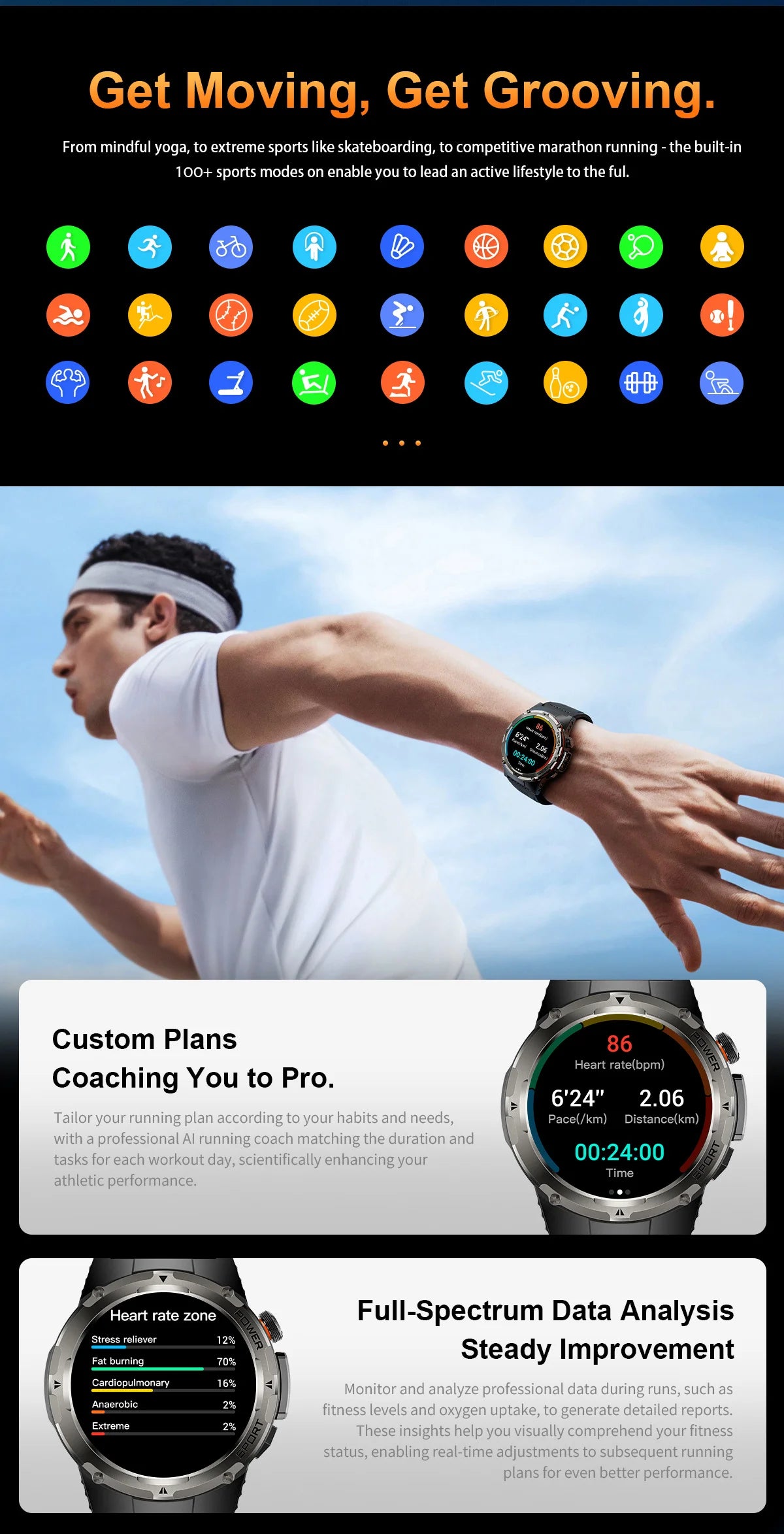GPS Sports Waterproof Smart Watch Men