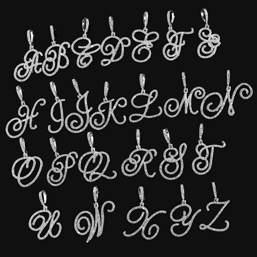 Flatfoosie New A-Z Cursive Initial Letter Name Pendant Necklace For Women Simple Rope Chain Letter Necklace Fashion Jewelry Gift