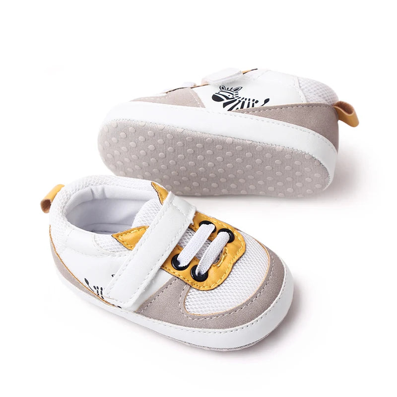 Baby Sneaker Casual Pre Walking Shoes Soft PU and Mesh Breathable Anti-slip Cute
