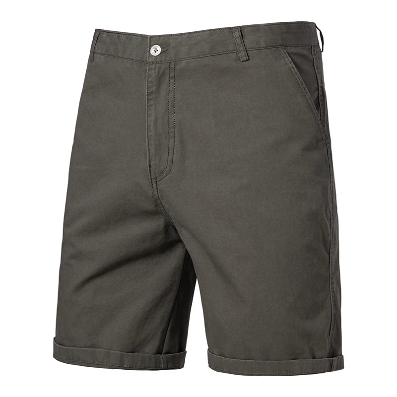 8 Colors Mens Cotton Casual Shorts Summer Business Casual Knee Pants Classic Khaki American Style Streetwear Golf Shorts Beige