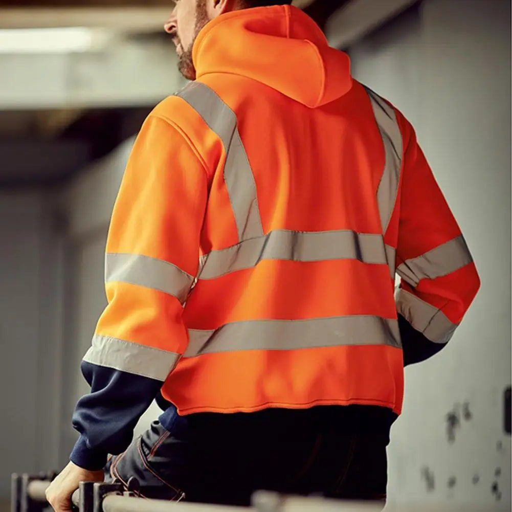 Winter Work Safety Coat Reflective Hoodie Reflective Strip Men's Hoodie Coat