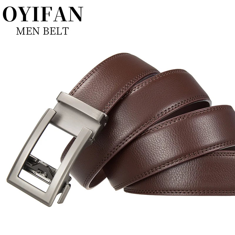 Fashion Designer Automatic Buckle Belt For Men Business & casuals Belt Men's Genuine Leather Belt Adjustable ratchet belt Men