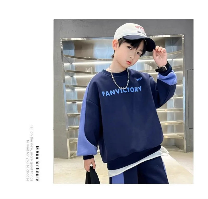 Boys Prints Letter Sets Children Spring Fashion Clothes Suits Kids Casual Sweatshirts+Pants 2Pcs Simplicity Autumn Outfits