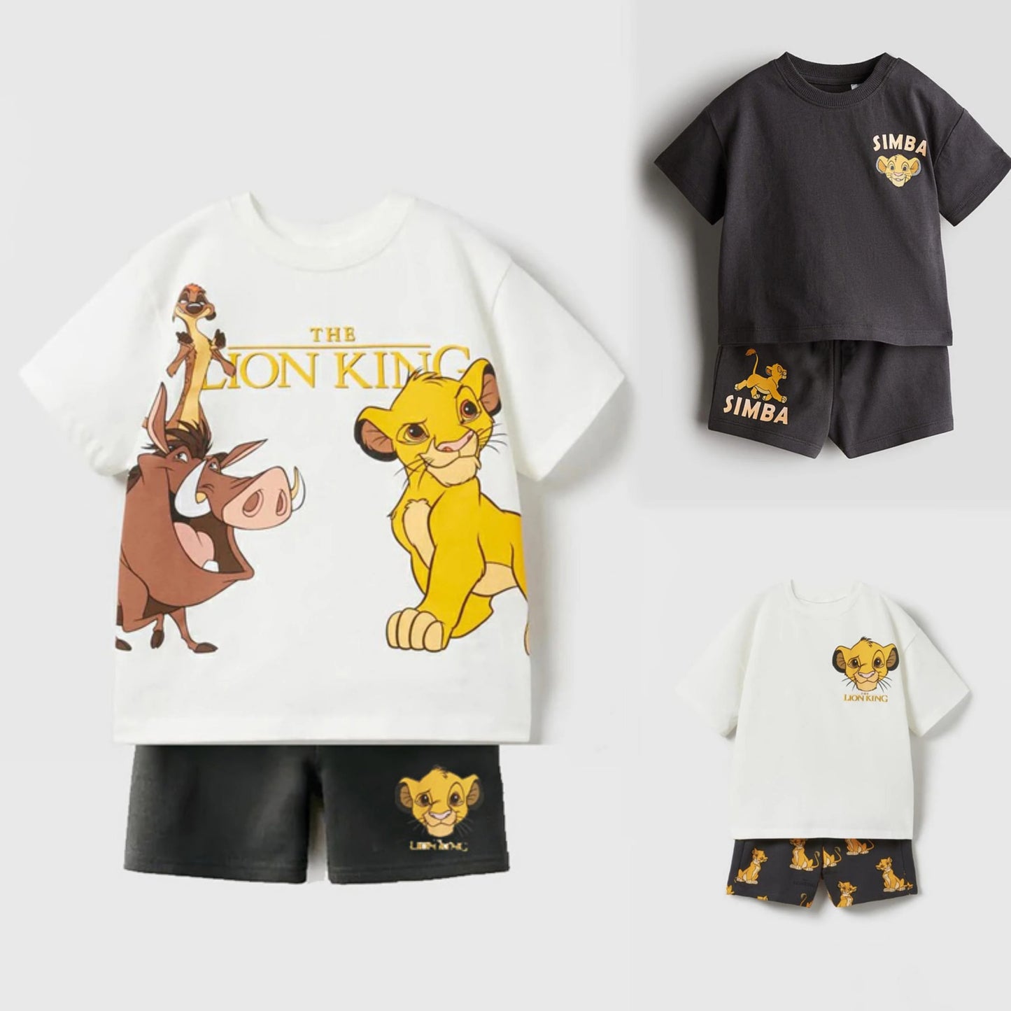 Simba Pattern Boys Clothes Tracksuits 2025 Summer Clothing Cartoon T-shirt Casual Outfits Children Short Sleeve Tees + Shorts