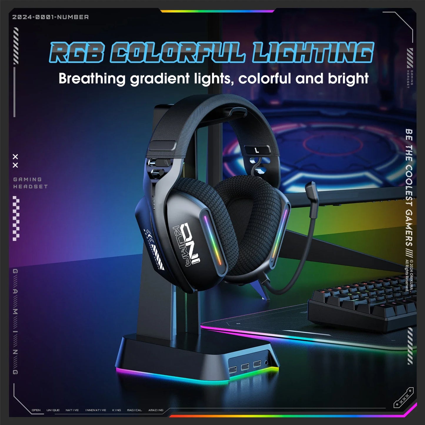 ONIKUMA Wireless Gaming Headset: 2.4G/Wired/Bluetooth 3 Modes, Bendable HD Mic, Soft Ear Pads, Immersive Sound for PC/PS4/5