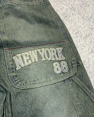 Y2k Aesthetic Vintage Straight Baggy Letter Print Women Man Jeans High Street