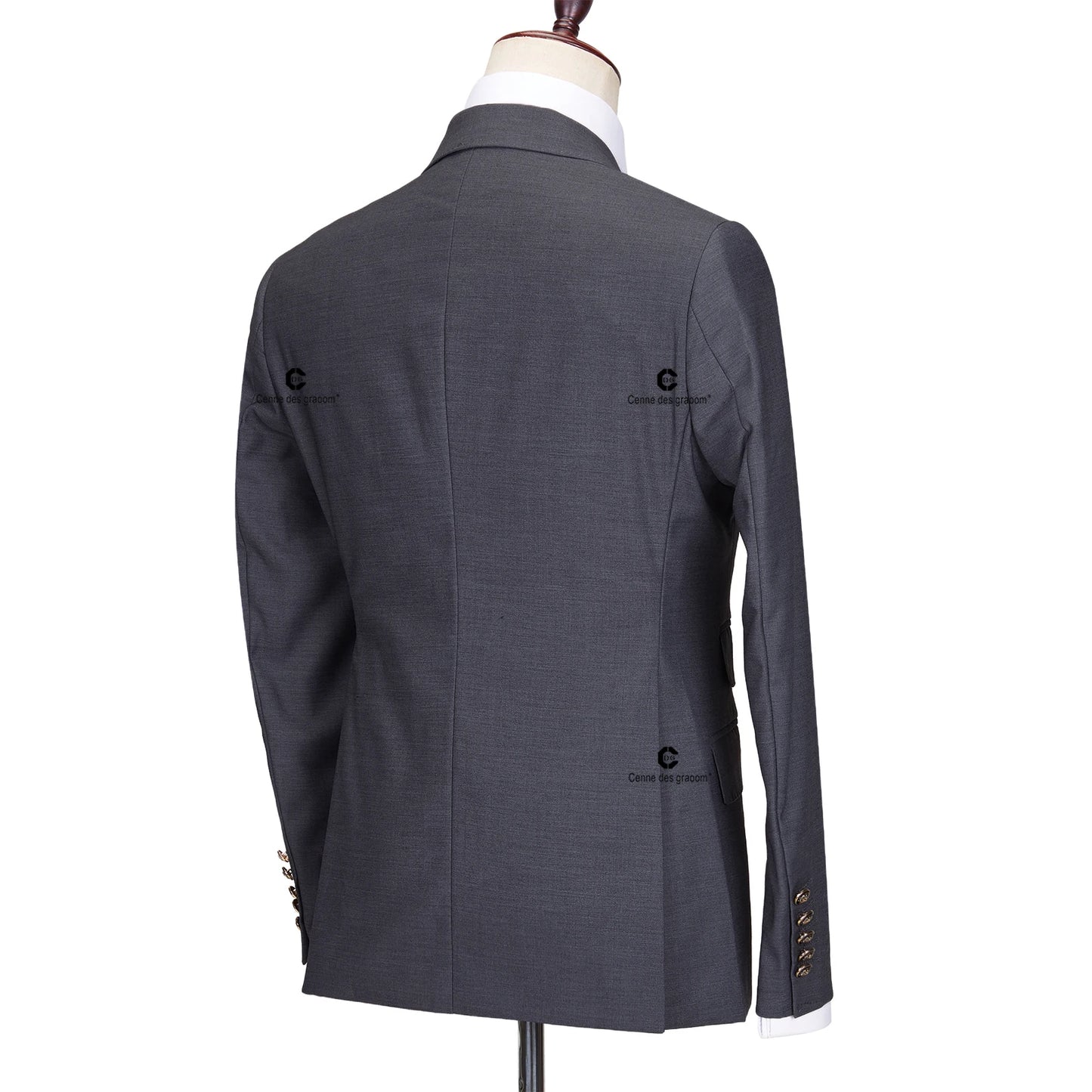 Tuxedo for Mens: Elegant Suits For Men Grey Double Breasted Two Pieces Set Slim Fit