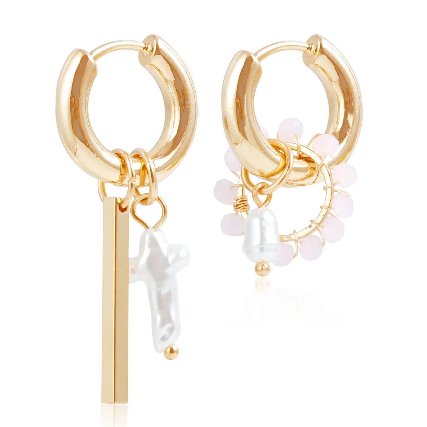 Geometric Crystal Asymmetric Dual-use Ear Buckle Earrings for Women Jewelry