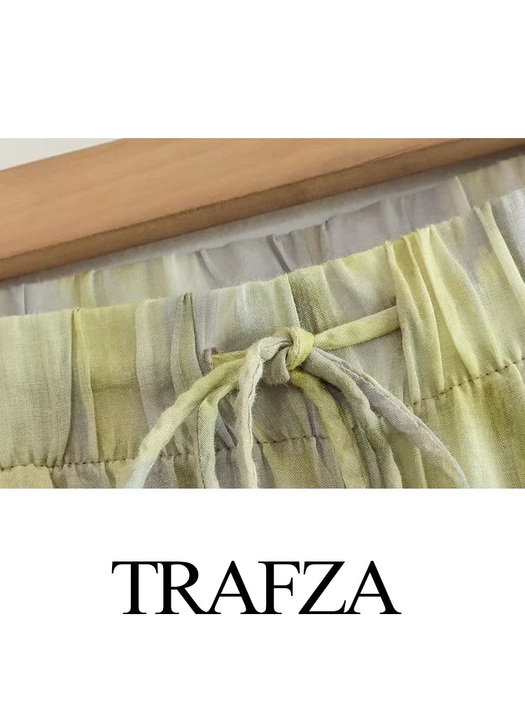 Woman Fashion Vintage Printed Trousers Summer Woman Tie-dye Patchwork Pants