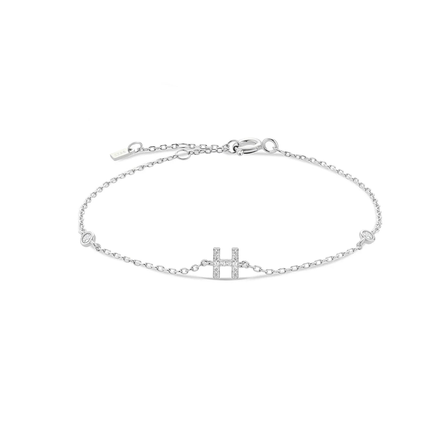 VEWANT 925 Sterling Silver Monogram Letter A - Z Initial Charm Chain Bracelet Luxury Wedding CrystalFine Jewelry