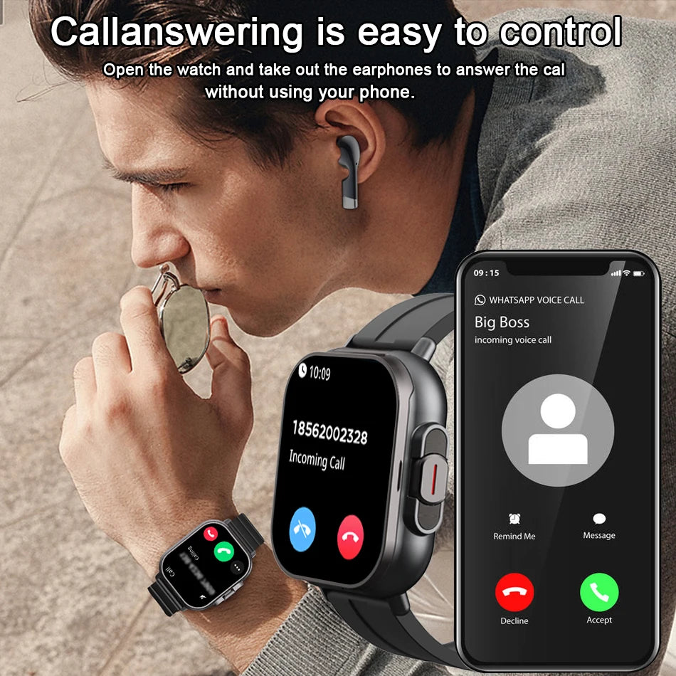 2026 New Smart Watch TWS 2-in-1 Bluetooth Earphones HIFI Sound Quality GPS Heart Rate Bluetooth Call For Men Women Smartwatches