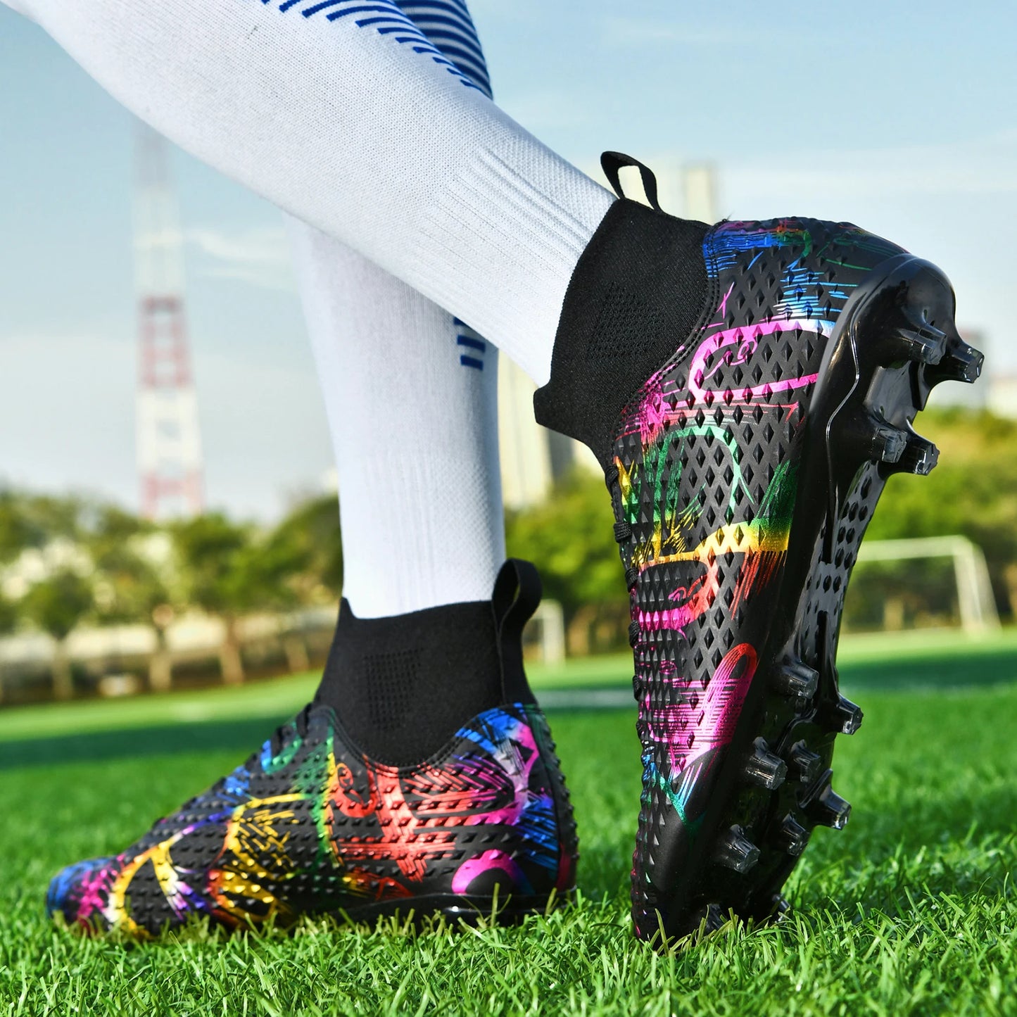Men Soccer Shoes Children Futsal Non Slip Football Boots Grass Indoor Sports Cleats