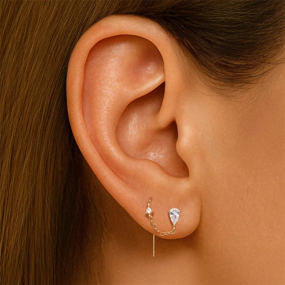 Aide 925 Sterling Silver Long Chain Tassel Baroque Irregular Pearl Dangle Earrings for Women C Shape Earrings Jewelry Pendientes