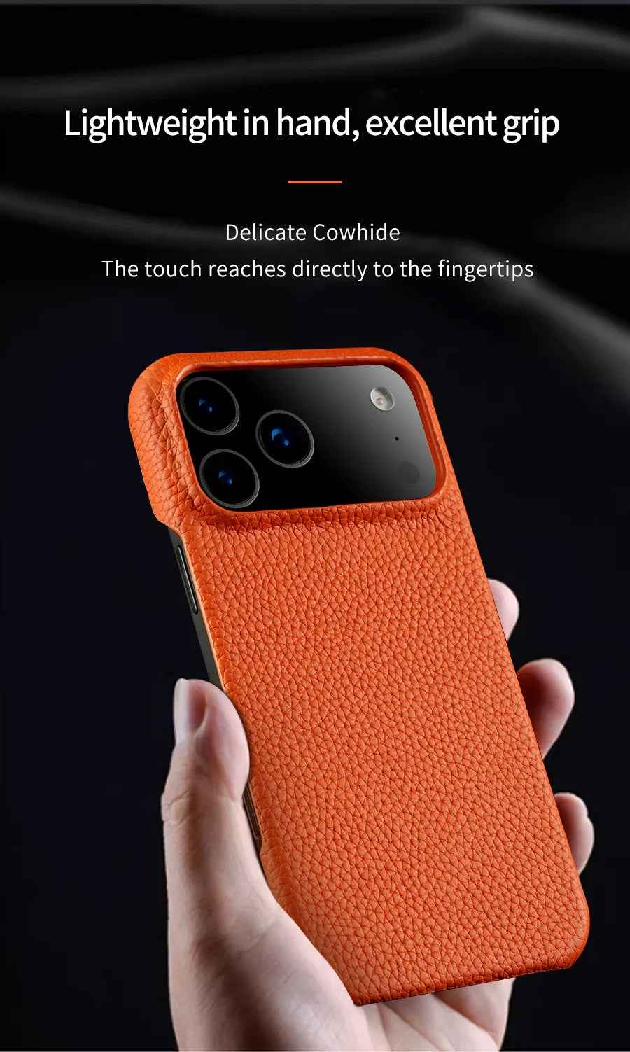 Magsafe Case for iPhone 17 Air 15 16 Pro Max 17Pro Lychee Natural Cowhide Leather Magnetic Protector Luxury Phone Back Cover