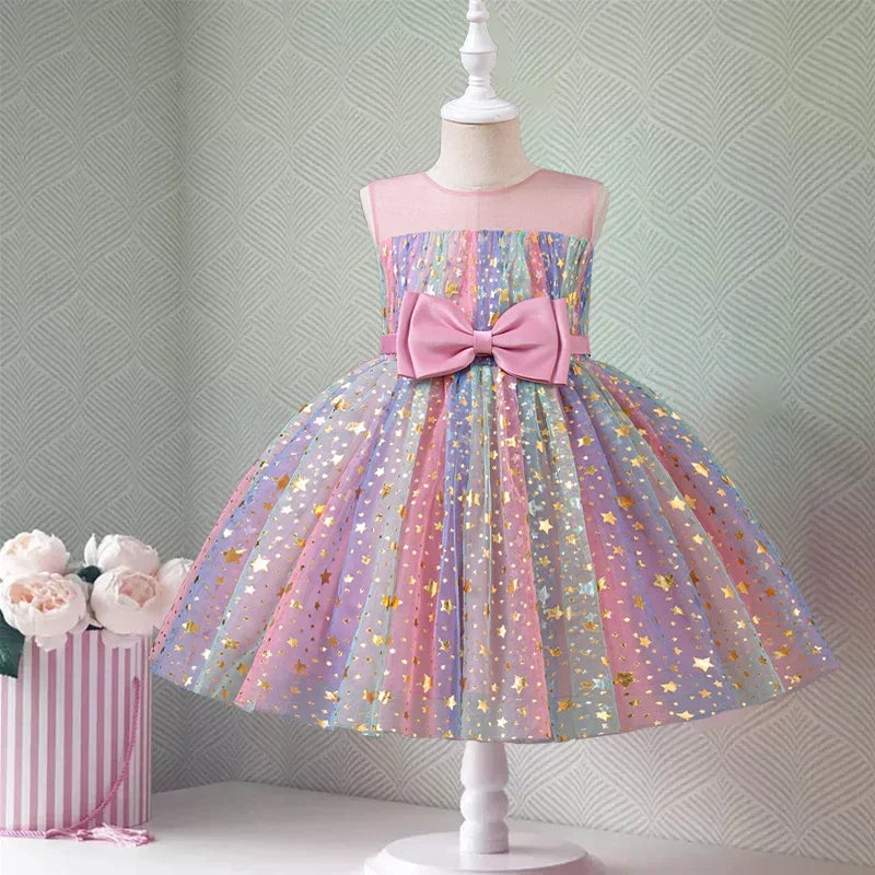 Kid Girl Unicorn Tutu Dress Children Rainbow Wedding Birthday Party Princess Dress Halloween Unicorn Performance Cosplay Costume