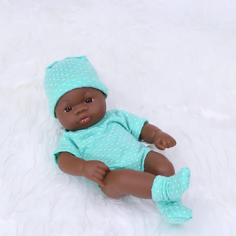 Black Reborn Dolls African Reborn Baby Doll 20cm Dolls Baby Reborn Baby Doll Toys Soft Touch High Quality Doll for Children Toys