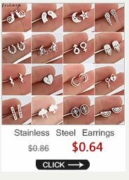 Mini Stainless Steel Earings Fashion Jewelry Cute Heart Music Leaf Bunny Sun Stud Earrings for Women Lion Ear Studs Pendientes