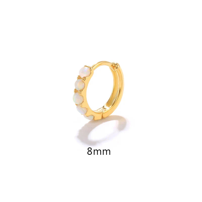 CANNER 6 8 10mm 925 Sterling Silver Opal Round Piercing Huggie Hoop Earrings for Women Fine Jewelry Accessories Pendientes 1pc