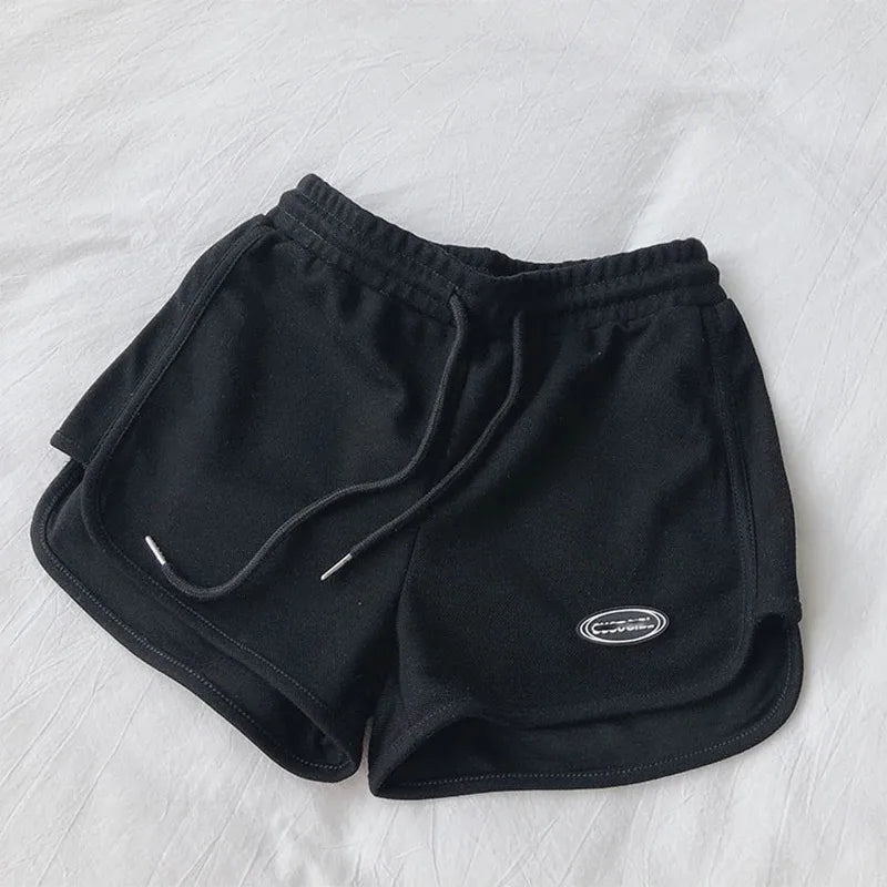 Women Casual Drawstring Sports Shorts Summer Thin High Waist Yoga A-line Shorts Loose Women Running Straight Trousers